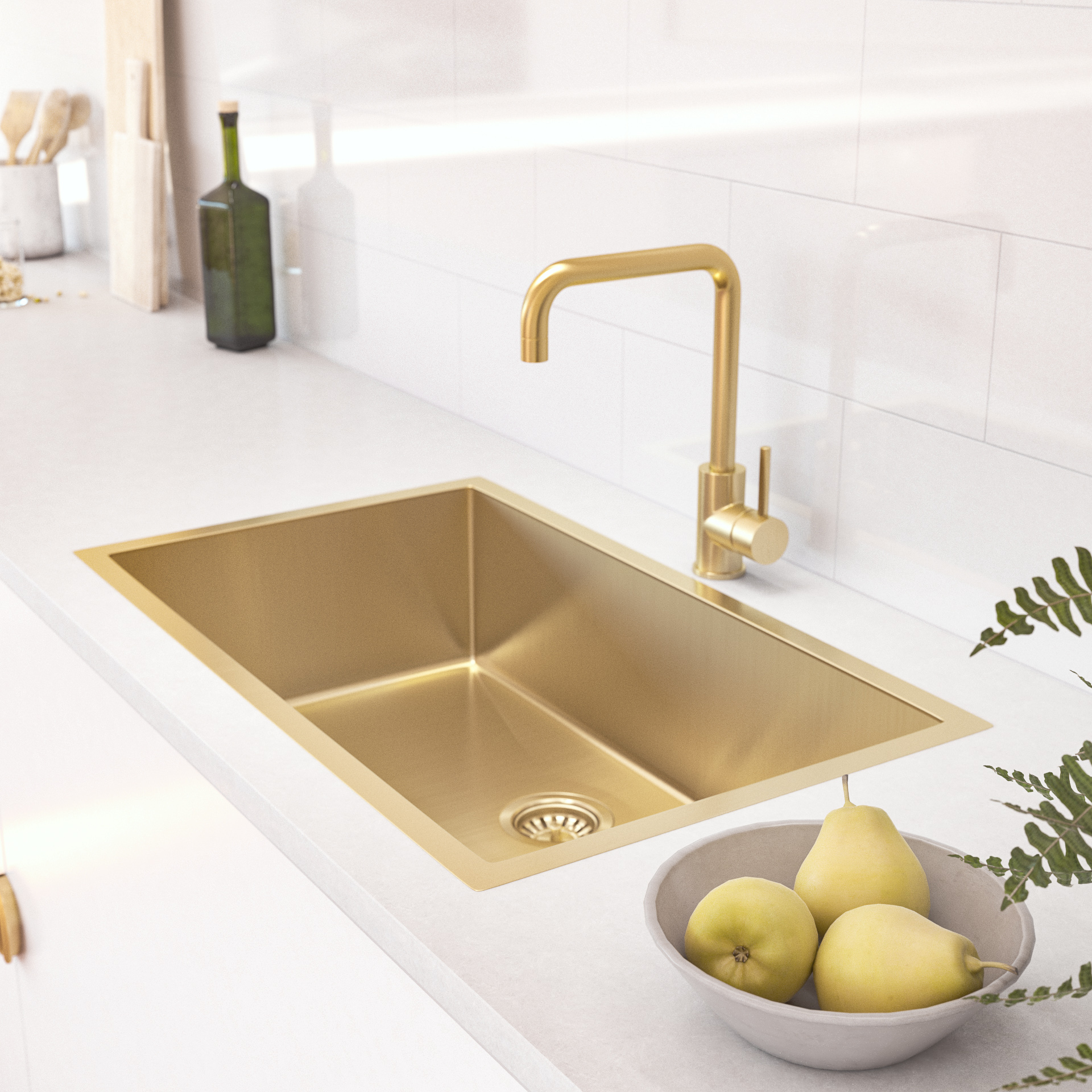Vari - Single Sink 750mm - Brushed Brass (Rack/Overflow) | (NZ) ABI