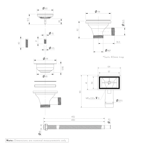 Sink Basket Waste Stainless Steel (with Overflow) (NZ) ABI