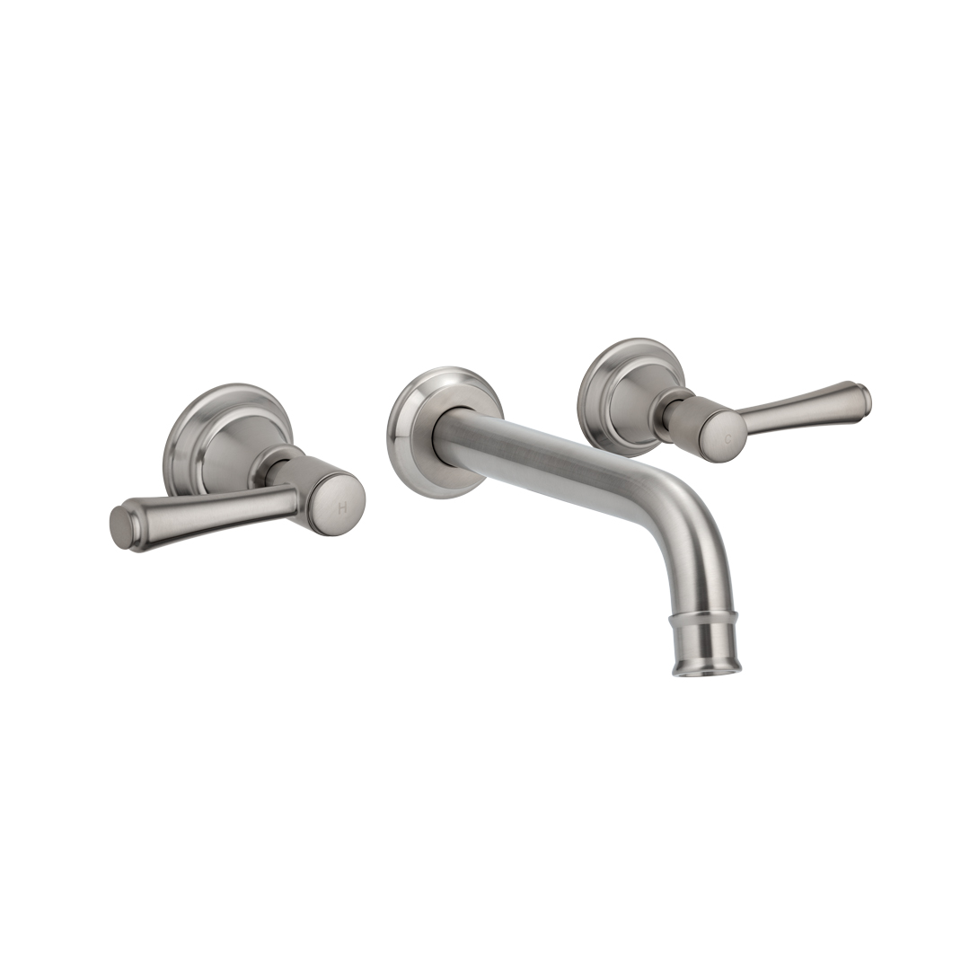 Kingsley Assembly Taps & Spout Set – Brushed Nickel